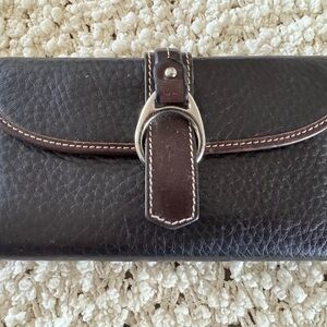 Dooney & Bourke Dark Brown Leather Wallet with Buckle